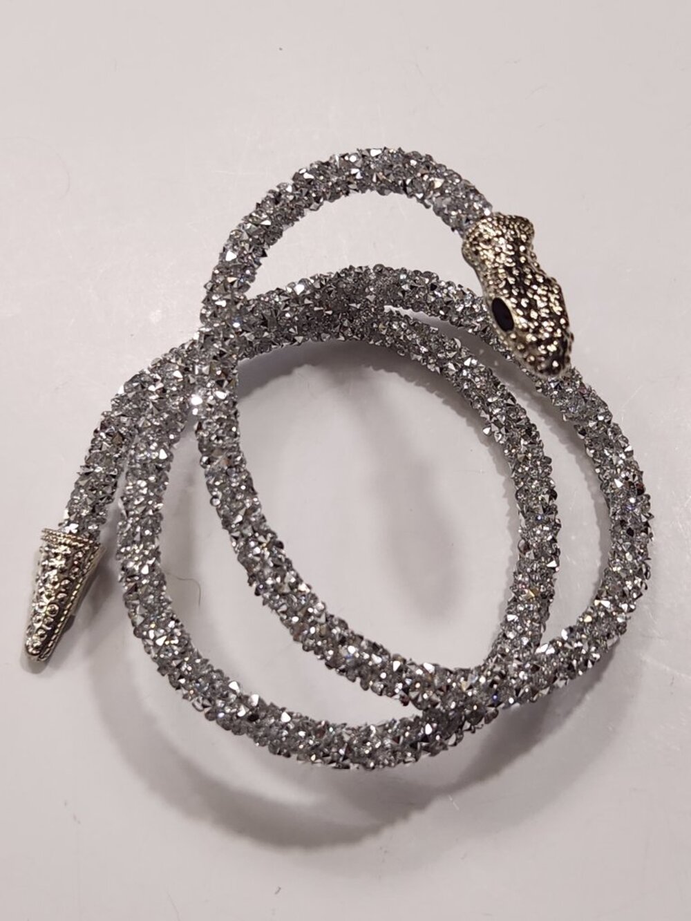 Flexible Pave' Rhinestone Snake Reptile Wrap Bracelet or Choker Gothic Glam